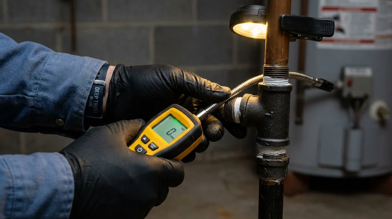 Gas leak detection with electronic sniffer by Johns Plumbing LLC in Dickeyville