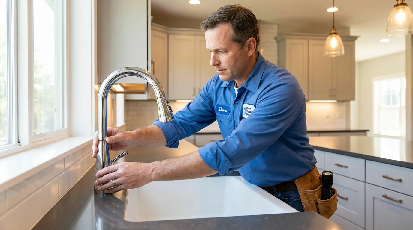 Kitchen faucet installation by Johns Plumbing LLC in Dickeyville